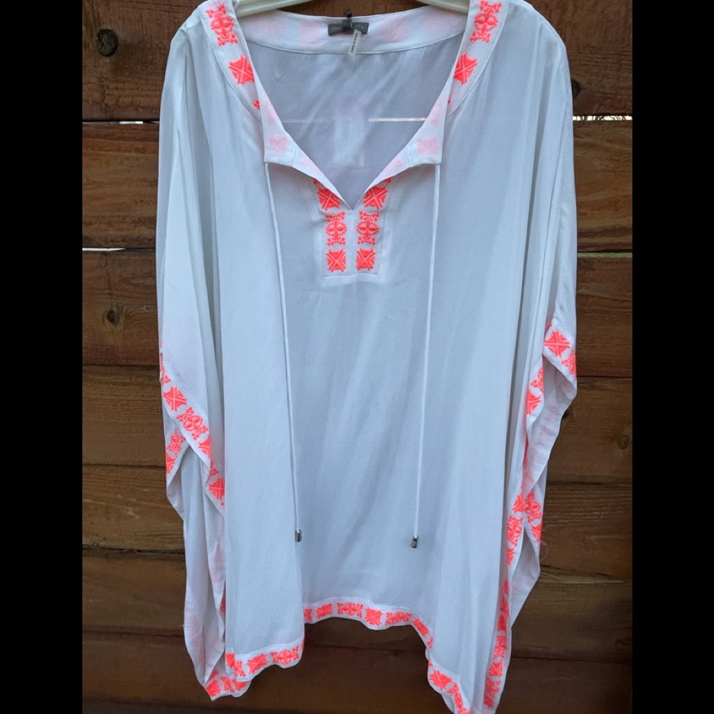 Vince Camuto swimsuit dress coverup cover up boho white Pink XL